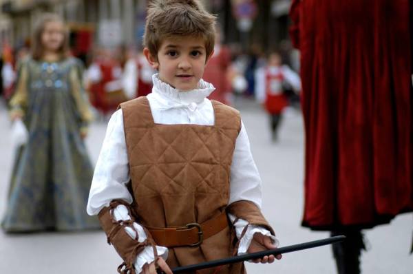 Susanna's nephew, Tommaso, dressed as an "armigero" in preparation for the Giostra festivities.  Photo by Gianpaolo Tronca.